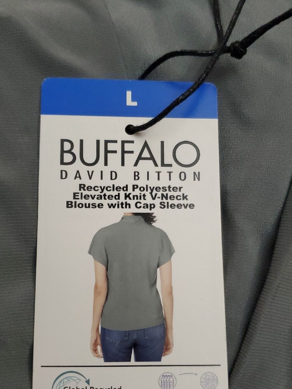 Buffalo David Bitton Women's Slate Grey Short-Sleeve V-Neck Top - Picture 2 of 3